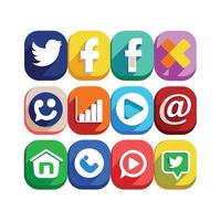 Social Media Icon Set Collection for Websites and Mobile Applications vector