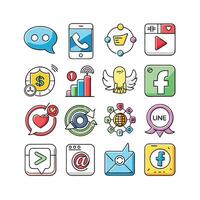 Social Media Icon Set Collection for Websites and Mobile Applications vector