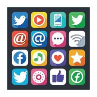 Social Media Icon Set Collection for Websites and Mobile Applications vector