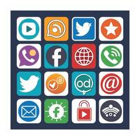 Social Media Icon Set Collection for Websites and Mobile Applications vector
