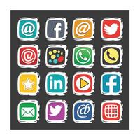 Social Media Icon Set Collection for Websites and Mobile Applications vector