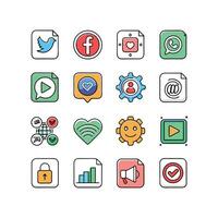 Social Media Icon Set Collection for Websites and Mobile Applications vector