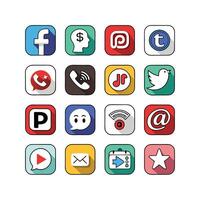 Social Media Icon Set Collection for Websites and Mobile Applications vector