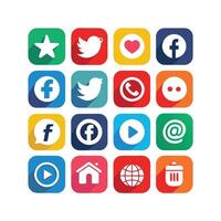 Social Media Icon Set Collection for Websites and Mobile Applications vector