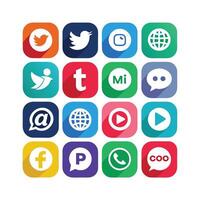 Social Media Icon Set Collection for Websites and Mobile Applications vector