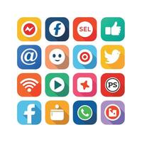 Social Media Icon Set Collection for Websites and Mobile Applications vector