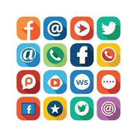 Social Media Icon Set Collection for Websites and Mobile Applications vector