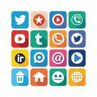 Social Media Icon Set Collection for Websites and Mobile Applications vector