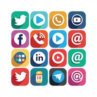 Social Media Icon Set Collection for Websites and Mobile Applications vector