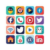 Social Media Icon Set Collection for Websites and Mobile Applications vector