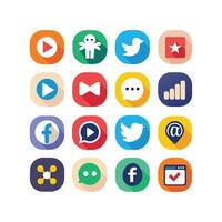 Social Media Icon Set Collection for Websites and Mobile Applications vector