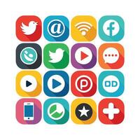 Social Media Icon Set Collection for Websites and Mobile Applications vector