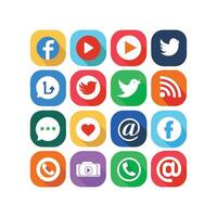 Social Media Icon Set Collection for Websites and Mobile Applications vector
