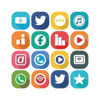 Social Media Icon Set Collection for Websites and Mobile Applications vector