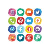 Social Media Icon Set Collection for Websites and Mobile Applications vector