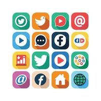 Social Media Icon Set Collection for Websites and Mobile Applications vector