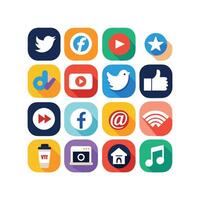 Social Media Icon Set Collection for Websites and Mobile Applications vector