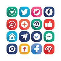 Social Media Icon Set Collection for Websites and Mobile Applications vector