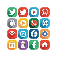 Social Media Icon Set Collection for Websites and Mobile Applications vector