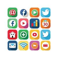 Social Media Icon Set Collection for Websites and Mobile Applications vector