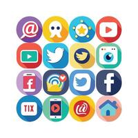 Social Media Icon Set Collection for Websites and Mobile Applications vector