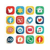 Social Media Icon Set Collection for Websites and Mobile Applications vector