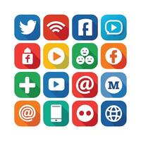Social Media Icon Set Collection for Websites and Mobile Applications vector