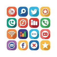 Social Media Icon Set Collection for Websites and Mobile Applications vector