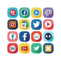 Social Media Icon Set Collection for Websites and Mobile Applications vector