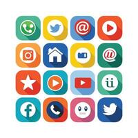 Social Media Icon Set Collection for Websites and Mobile Applications vector
