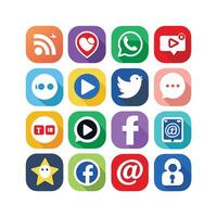 Social Media Icon Set Collection for Websites and Mobile Applications vector