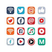 Social Media Icon Set Collection for Websites and Mobile Applications vector