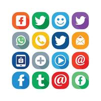 Social Media Icon Set Collection for Websites and Mobile Applications vector