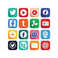Social Media Icon Set Collection for Websites and Mobile Applications vector