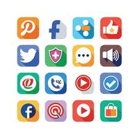 Social Media Icon Set Collection for Websites and Mobile Applications vector