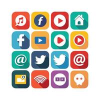 Social Media Icon Set Collection for Websites and Mobile Applications vector