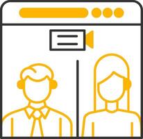 Web Conference Line Two Color Icon vector