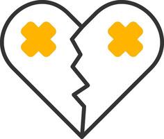 Broken Heart Line Two Color Icon vector