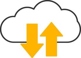 Cloud Upload And Download Line Two Color Icon vector