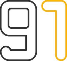 Ninety one Line Two Color Icon vector