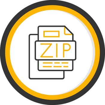 ZIP File Line Two Color Circle Icon vector