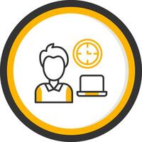 Working Hours Line Two Color Circle Icon vector