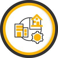 Hybrid Work Line Two Color Circle Icon vector