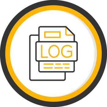LOG File Line Two Color Circle Icon vector