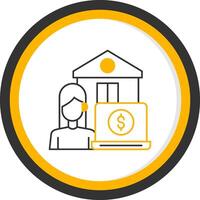 Work From Home Line Two Color Circle Icon vector