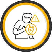 Heart Attack Line Two Color Circle Icon vector
