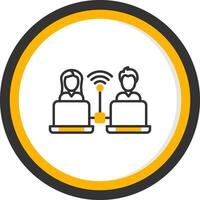 Remote Access Line Two Color Circle Icon vector