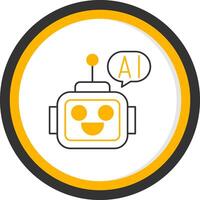 Ai Assistant Line Two Color Circle Icon vector