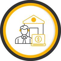 Work From Home Line Two Color Circle Icon vector