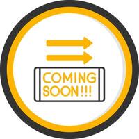 Coming Soon Line Two Color Circle Icon vector